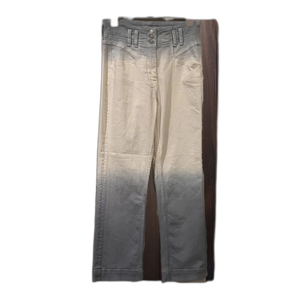 NEW Free People Ombre High Rise Bootcut Jeans Womens 26 Blue White Boho Cowgirl